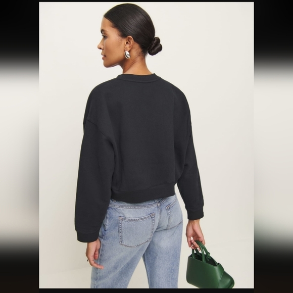 Reformation Grace Cropped Vintage Oversized Crewneck Sweatshirt - Picture 2 of 6